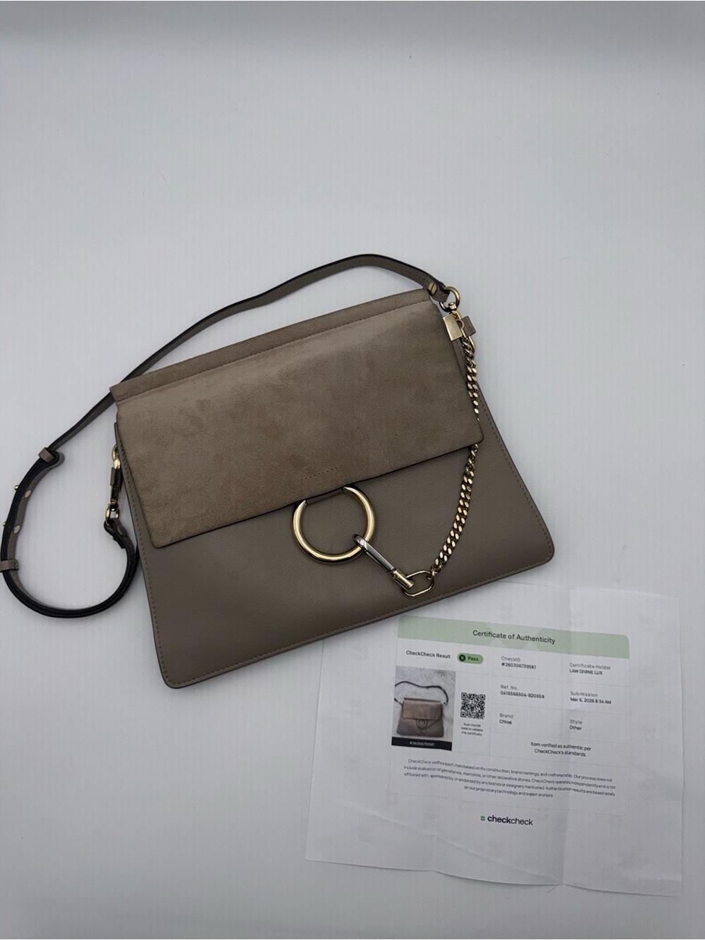 Chloe Fay bag in taupe color, preloved condition